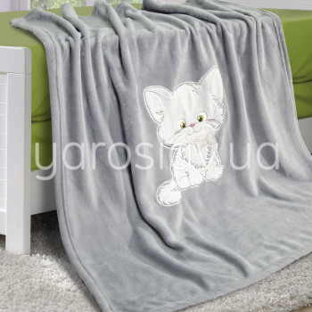 Pled polarowy dziecięcy kot szary 85x100 cm TM Yaroslav